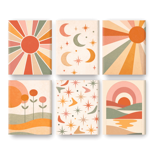 6 Mini Paintings | Boho Sunset Set- Schilderen op nummers