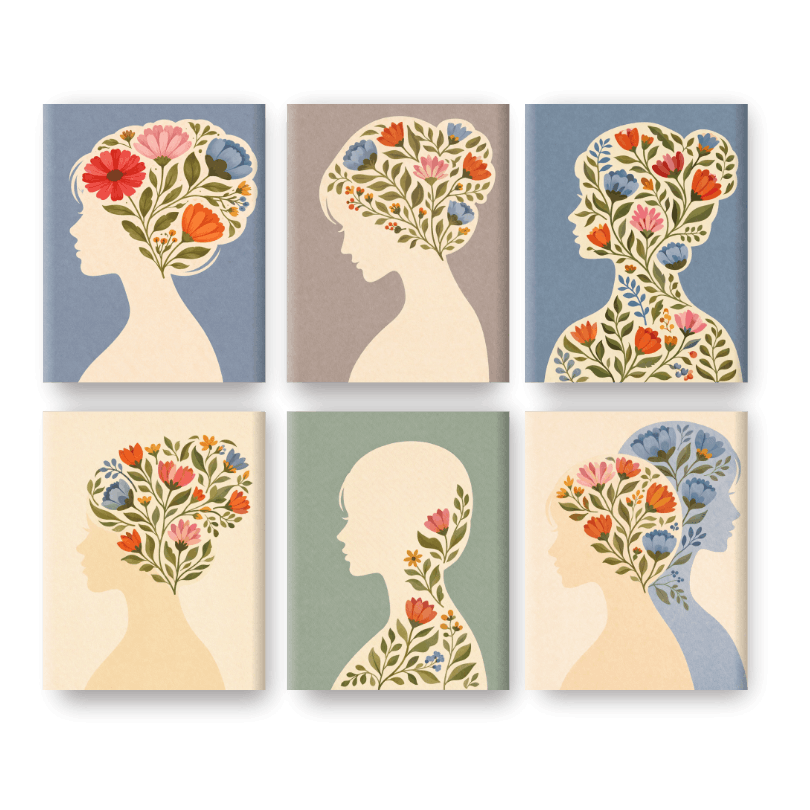 6 Mini Paintings | Bloemen Mind Set- Schilderen op nummers