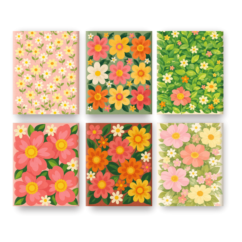 6 Mini Paintings | Levendige Bloemen Set- Schilderen op nummers