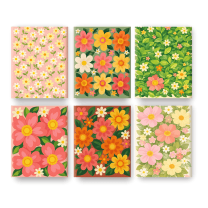 6 Mini Paintings | Levendige Bloemen Set- Schilderen op nummers