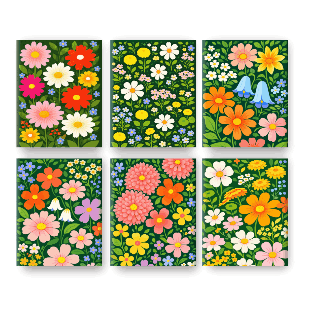 6 Mini Paintings | Bloemenveld Set- Schilderen op nummers