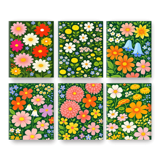 6 Mini Paintings | Bloemenveld Set- Schilderen op nummers