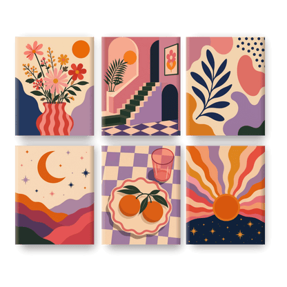 6 Mini Paintings | Sunny Boho Set - Schilder Op Nummers