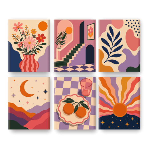6 Mini Paintings | Sunny Boho Set - Schilder Op Nummers