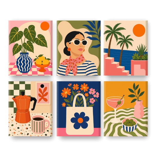 6 Mini Paintings | Moka Ochtend Set - Schilder Op Nummers