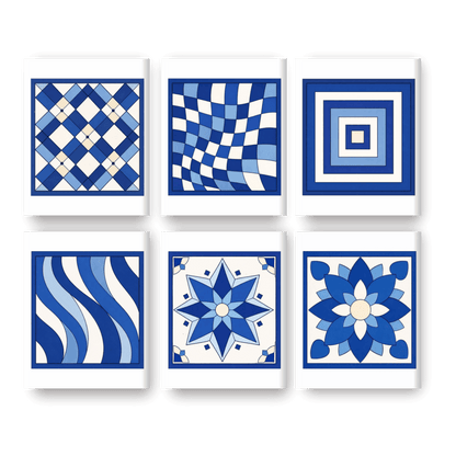 6 Mini Paintings | Delftsblauwe Patronen Set- Schilderen op nummers