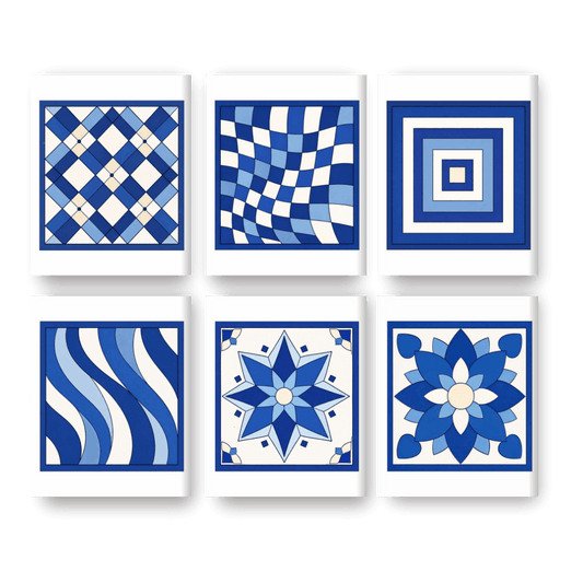 6 Mini Paintings | Delftsblauwe Patronen Set- Schilderen op nummers