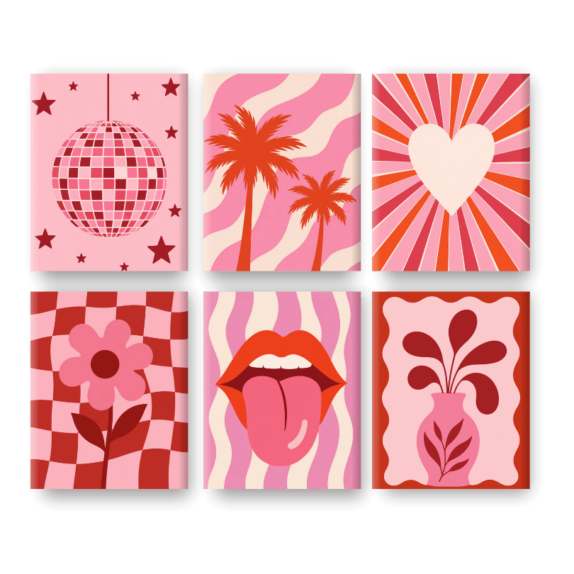 6 Mini Paintings | Red Hot Set - Schilder Op Nummers