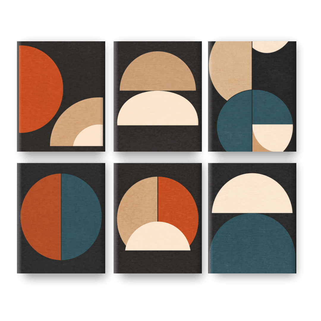 6 Mini Paintings | Moderne Vormen Set- Schilderen op nummers