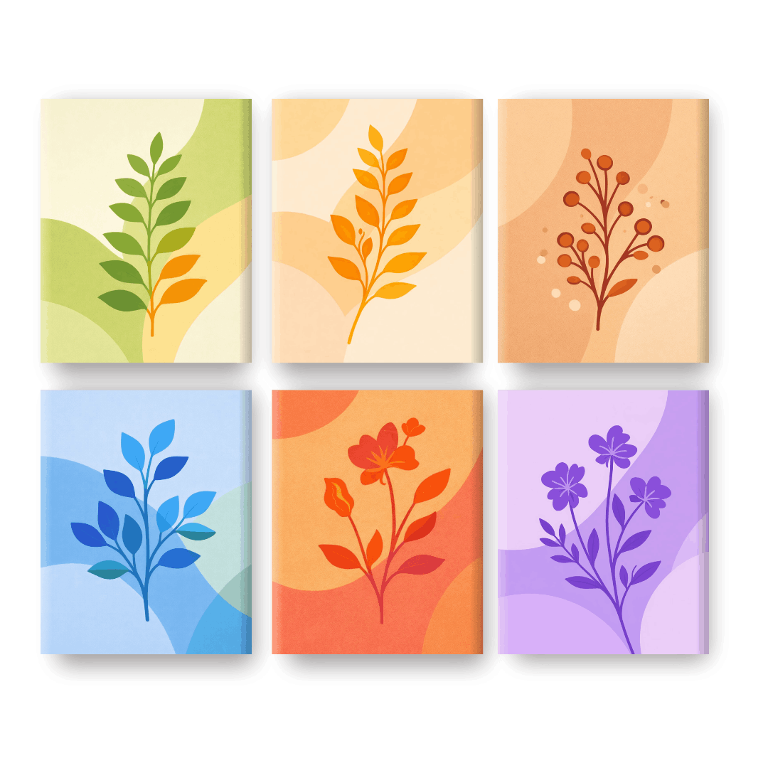 6 Mini Paintings | Kleurrijke Planten Set
