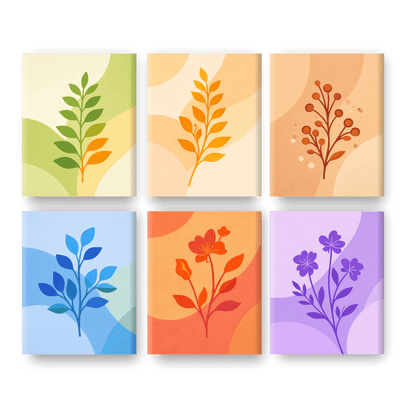 6 Mini Paintings | Kleurrijke Planten Set