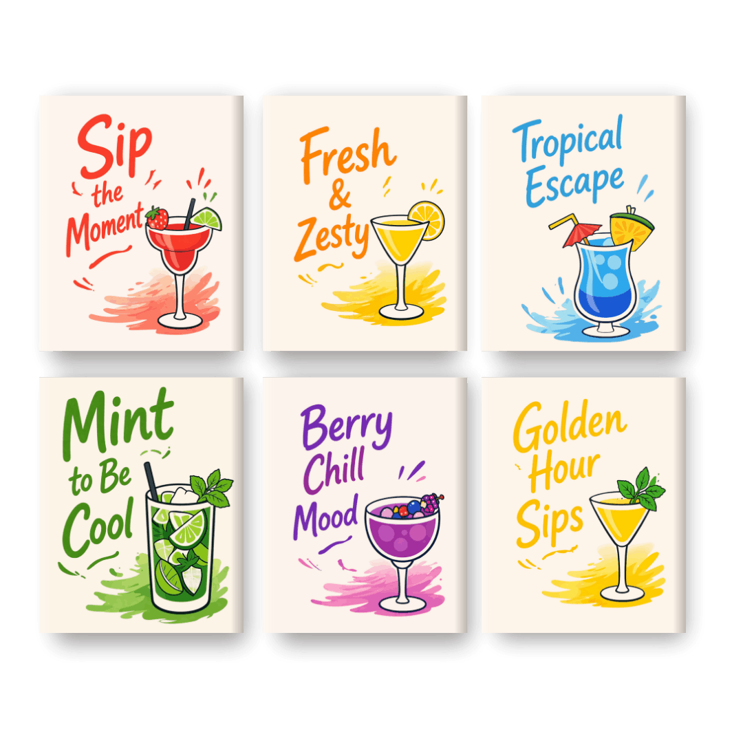 6 Mini Paintings | Cocktail Quotes Set- Schilderen op nummers