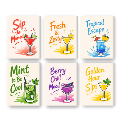6 Mini Paintings | Cocktail Quotes Set- Schilderen op nummers