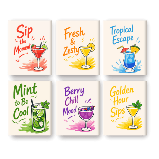 6 Mini Paintings | Cocktail Quotes Set- Schilderen op nummers