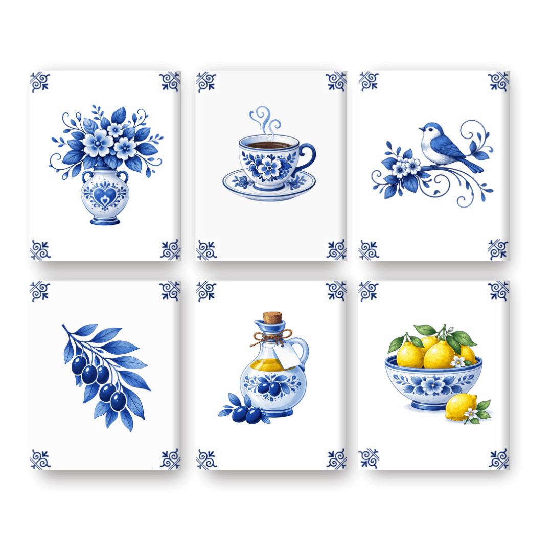 6 Mini Paintings | Delftsblauwe Set- Schilderen op nummers
