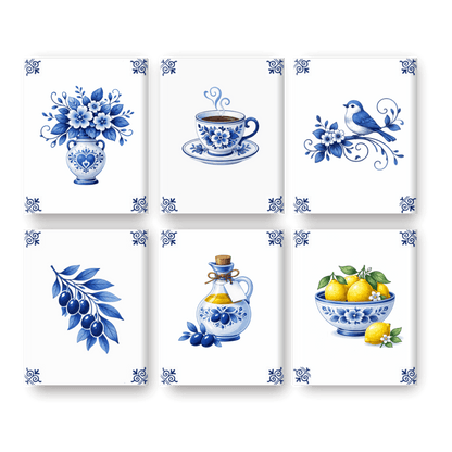 6 Mini Paintings | Delftsblauwe Set- Schilderen op nummers