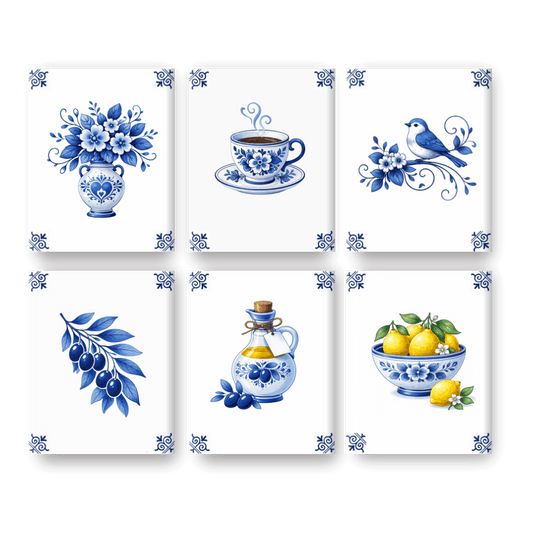 6 Mini Paintings | Delftsblauwe Set- Schilderen op nummers