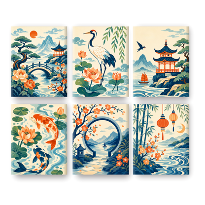 6 Mini Paintings | Chinese Lantaarns Set