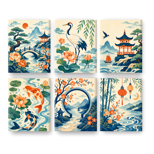 6 Mini Paintings | Chinese Lantaarns Set