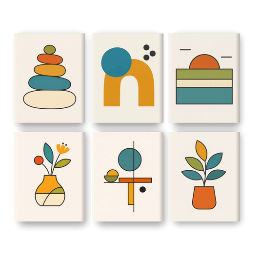 6 Mini Paintings | Scandinavische Vormen Set- Schilderen op nummers