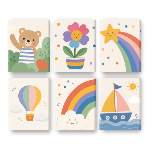 6 Mini Paintings | Regenboog & Zonneschijn Set - Schilder Op Nummers