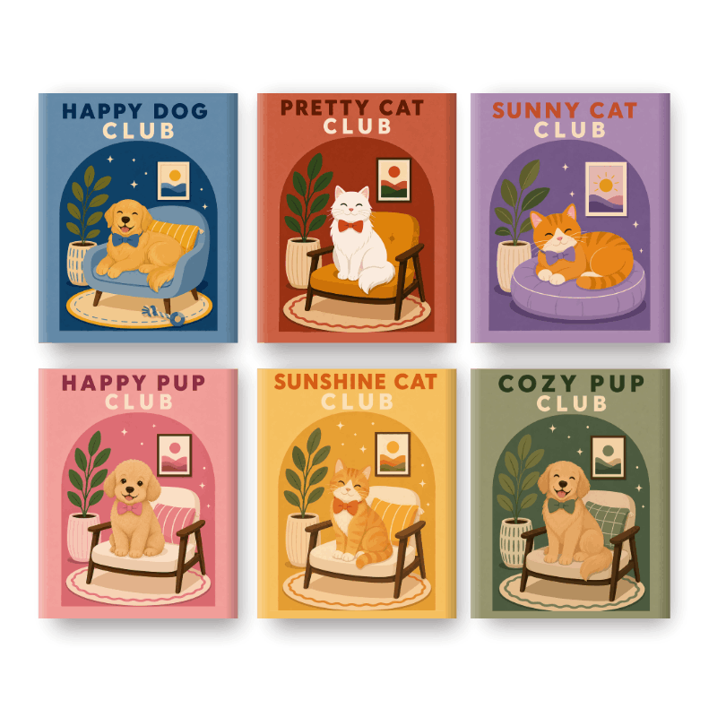 6 Mini Paintings | Honden & Katten Club Set