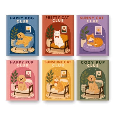 6 Mini Paintings | Honden & Katten Club Set