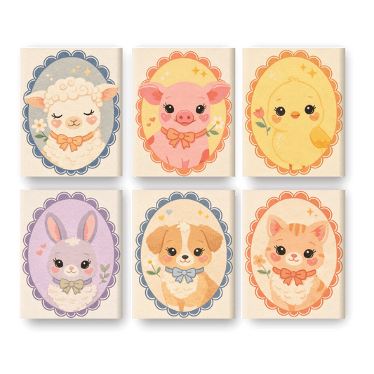 6 Mini Paintings | Schattige Dieren Set- Schilderen op nummers