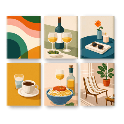 6 Mini Paintings | Zonnige Keuken Set- Schilderen op nummers