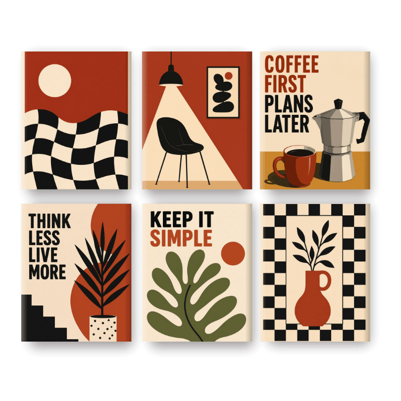 6 Mini Paintings | Retro Modern Set