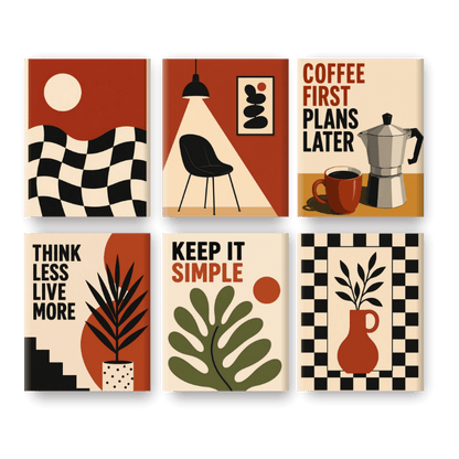6 Mini Paintings | Retro Modern Set