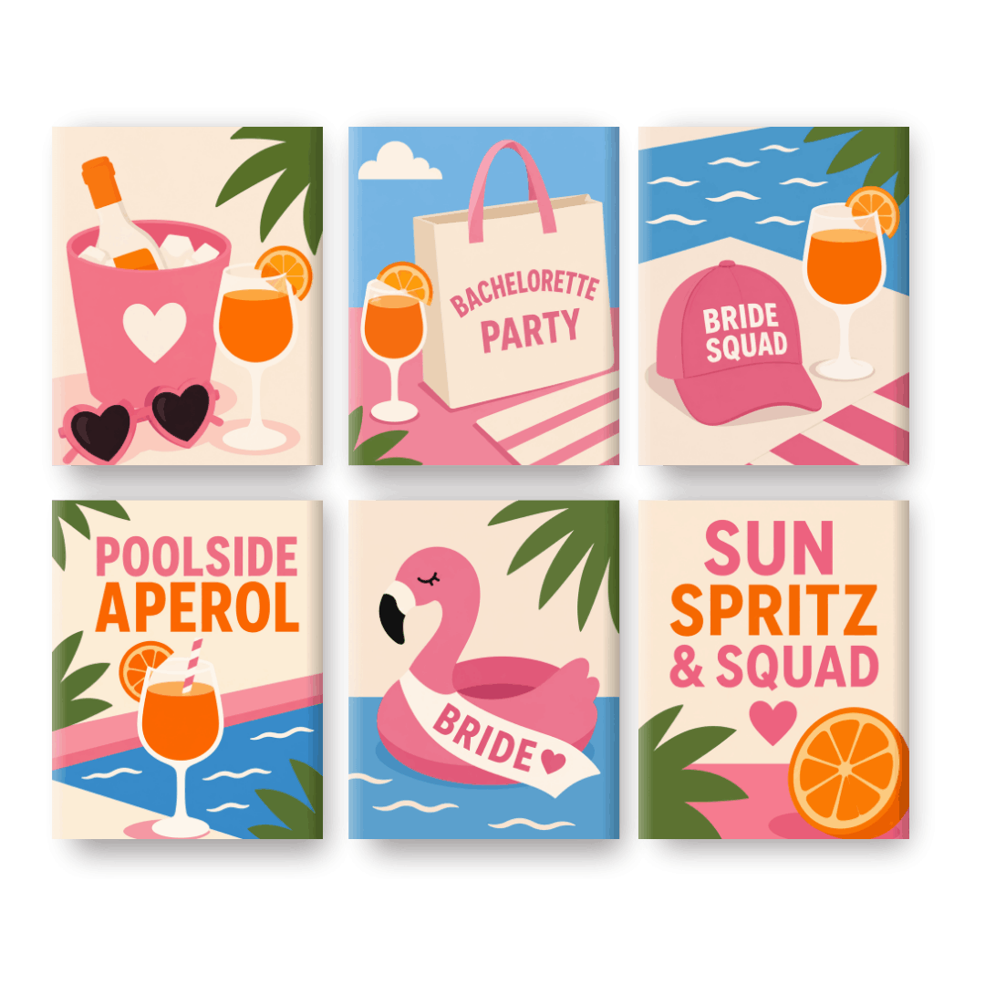 6 Mini Paintings | Aperol Bachelorette Set