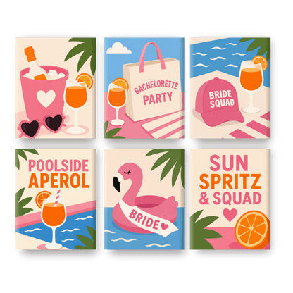 6 Mini Paintings | Aperol Bachelorette Set