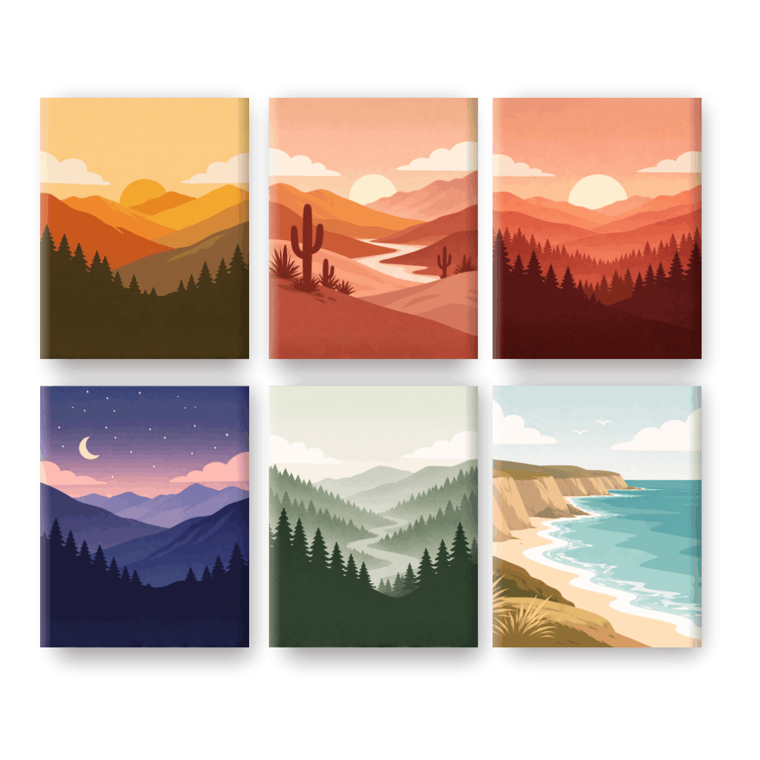 6 Mini Paintings | Prachtige Landschappen Set- Schilderen op nummers