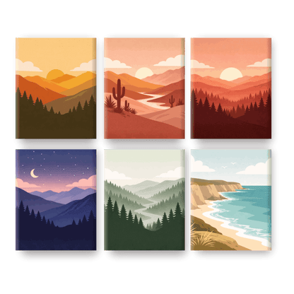 6 Mini Paintings | Prachtige Landschappen Set- Schilderen op nummers