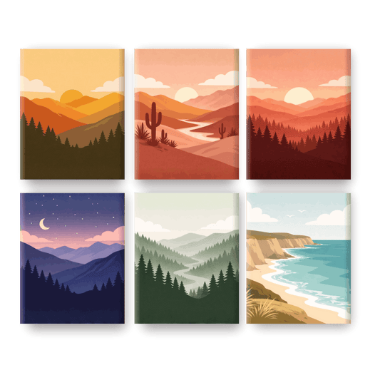 6 Mini Paintings | Prachtige Landschappen Set- Schilderen op nummers