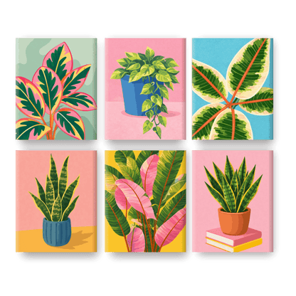 6 Mini Paintings | Mooie Planten Set- Schilderen op nummers