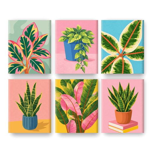 6 Mini Paintings | Mooie Planten Set- Schilderen op nummers