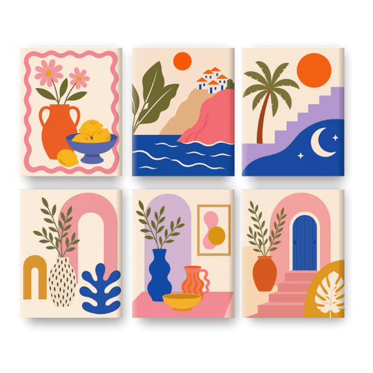 6 Mini Paintings | Roze Bogen Set