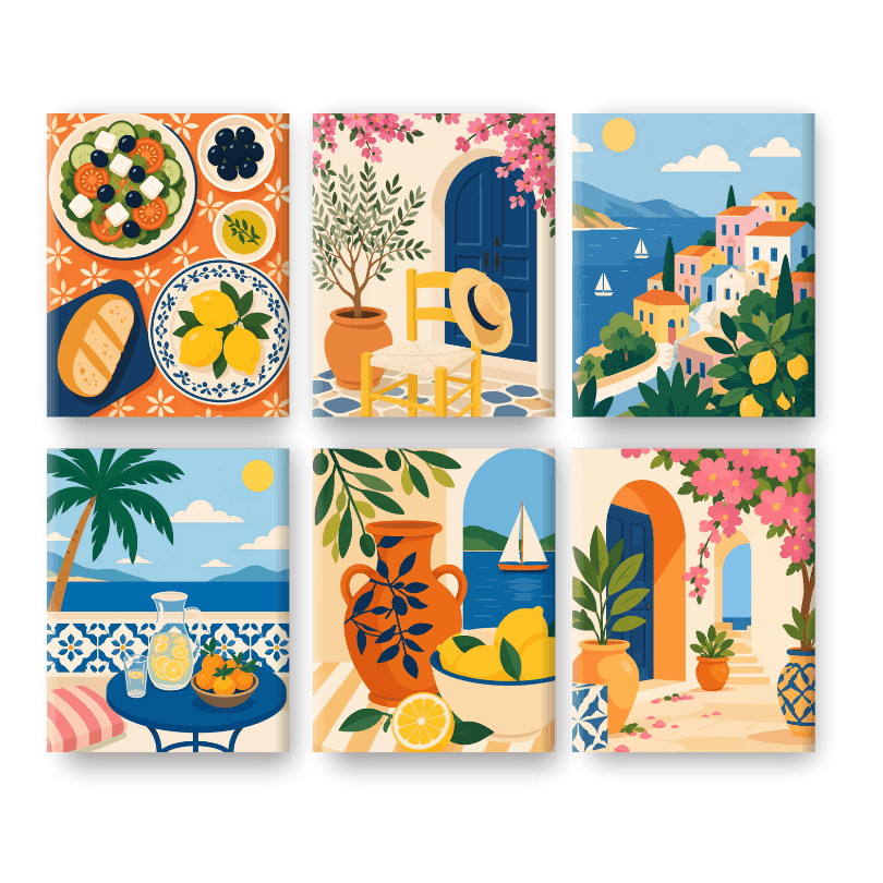 6 Mini Paintings | Zonnige Deuren Set - Schilder Op Nummers