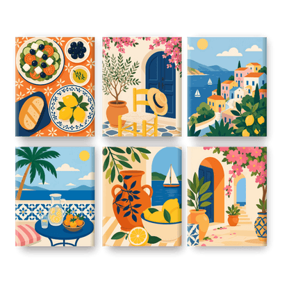 6 Mini Paintings | Zonnige Deuren Set - Schilder Op Nummers