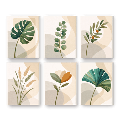 6 Mini Paintings | Botanische Set- Schilderen op nummers