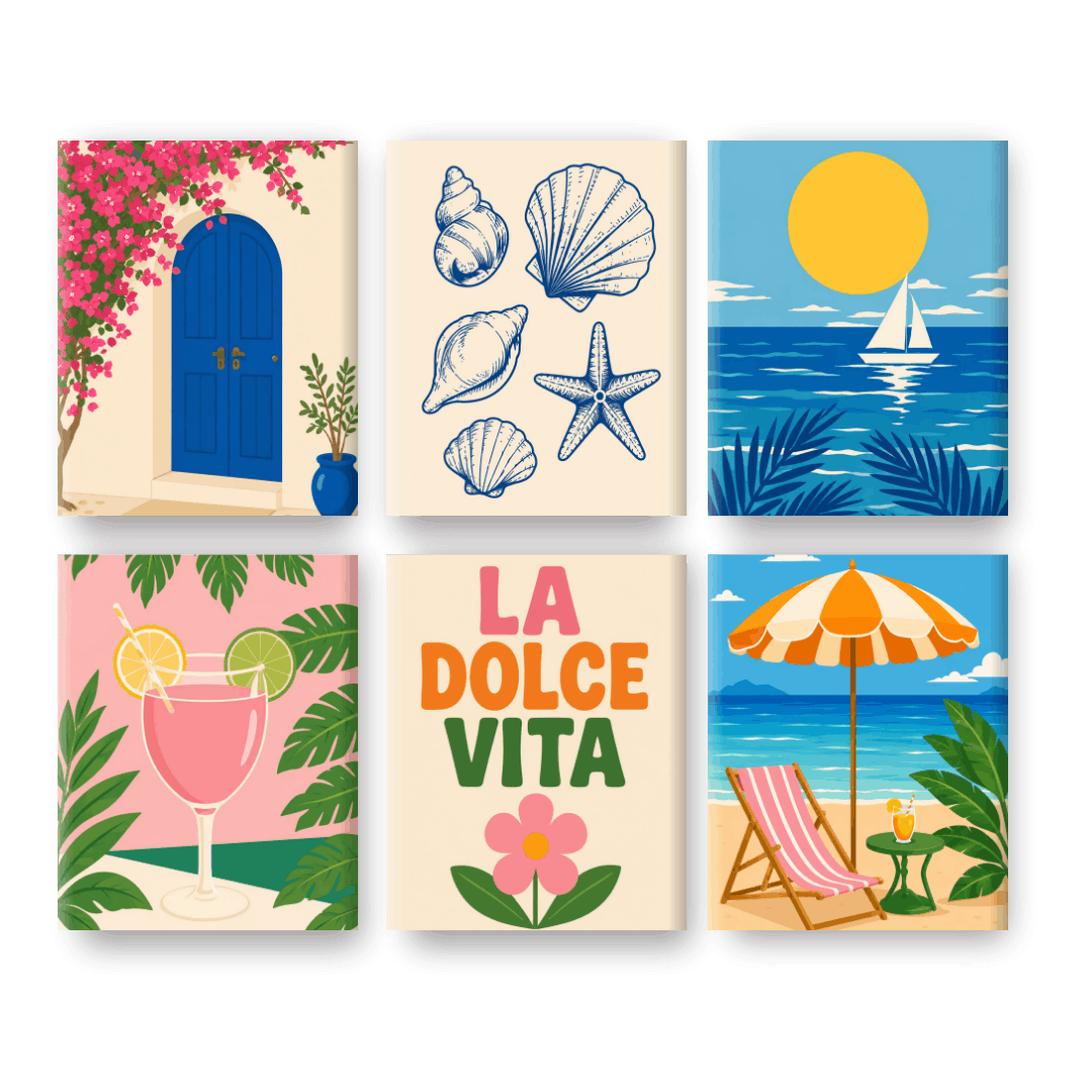 6 Mini Paintings | Blauwe Horizon Set