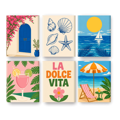 6 Mini Paintings | Blauwe Horizon Set