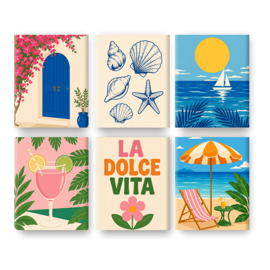 6 Mini Paintings | Blauwe Horizon Set