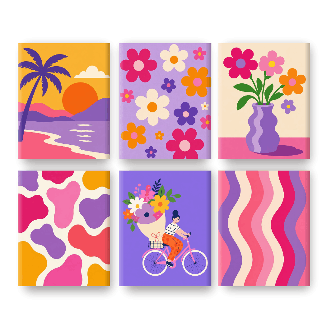 6 Mini Paintings | Flower Power Set