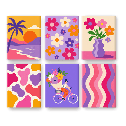 6 Mini Paintings | Flower Power Set