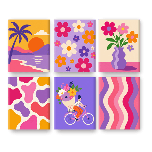 6 Mini Paintings | Flower Power Set