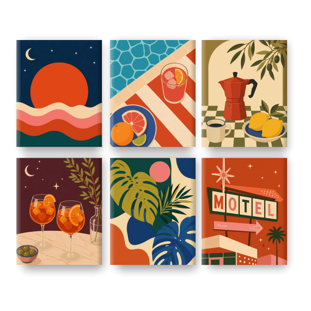 6 Mini Paintings | Avond Gloed Set