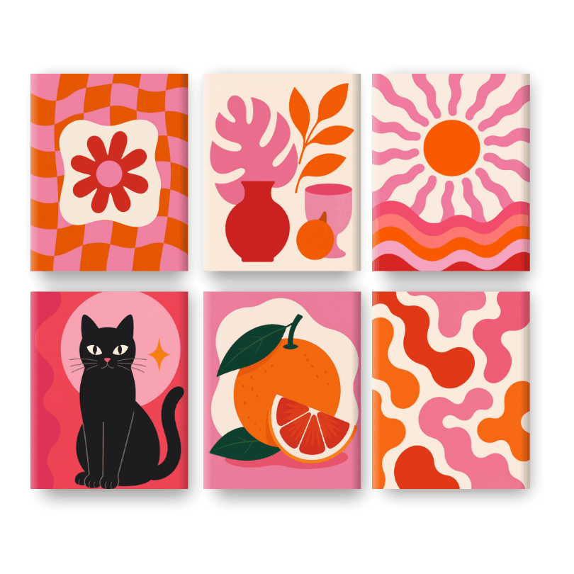 6 Mini Paintings | Retro Gloed Set